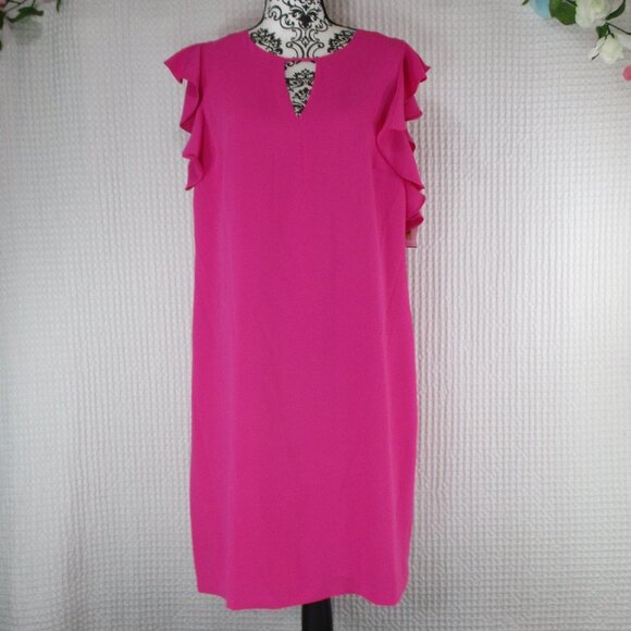 TRINA TURK Brilliant Fuchsia Ruffle Dress NWY Size 12 - Picture 4 of 9